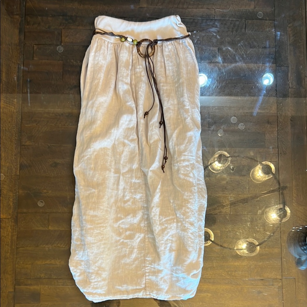 Elegant Cream Skirt with Belt